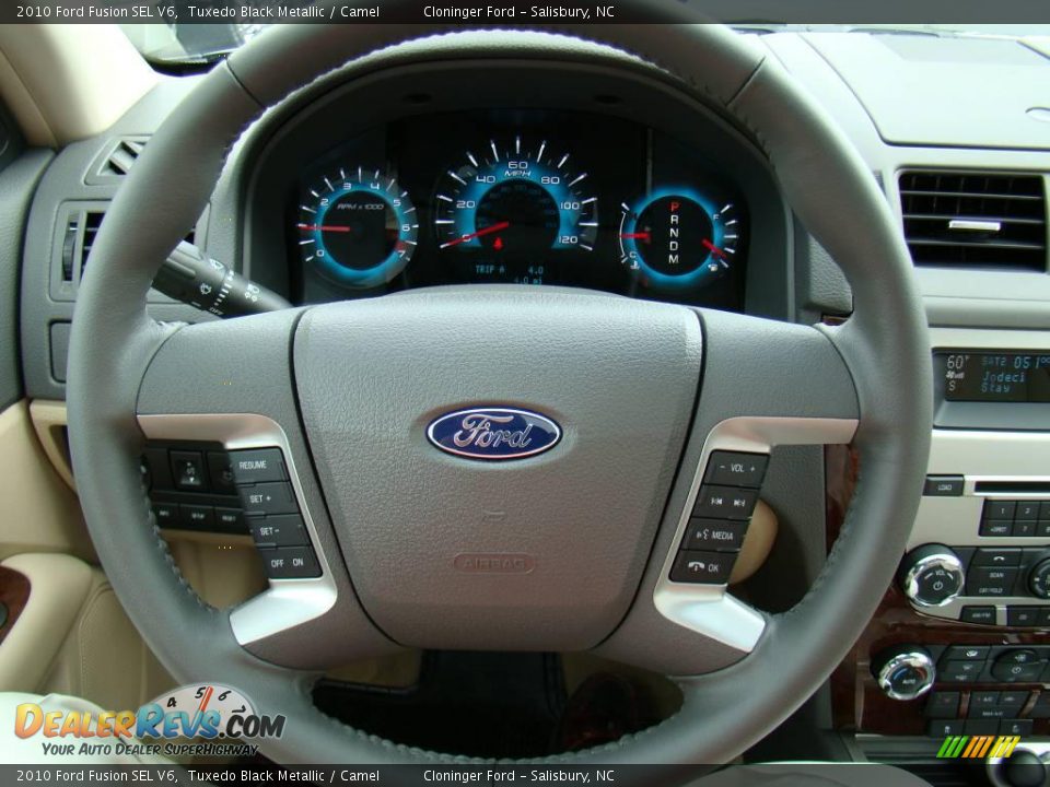 2010 Ford Fusion SEL V6 Tuxedo Black Metallic / Camel Photo #21