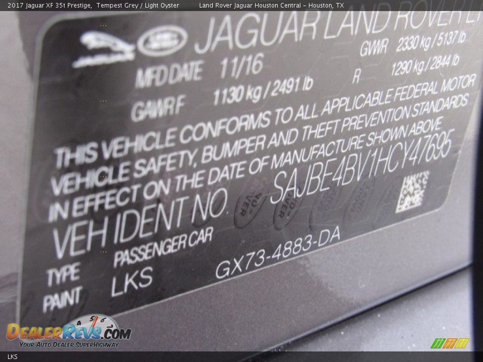 Jaguar Color Code LKS Tempest Grey