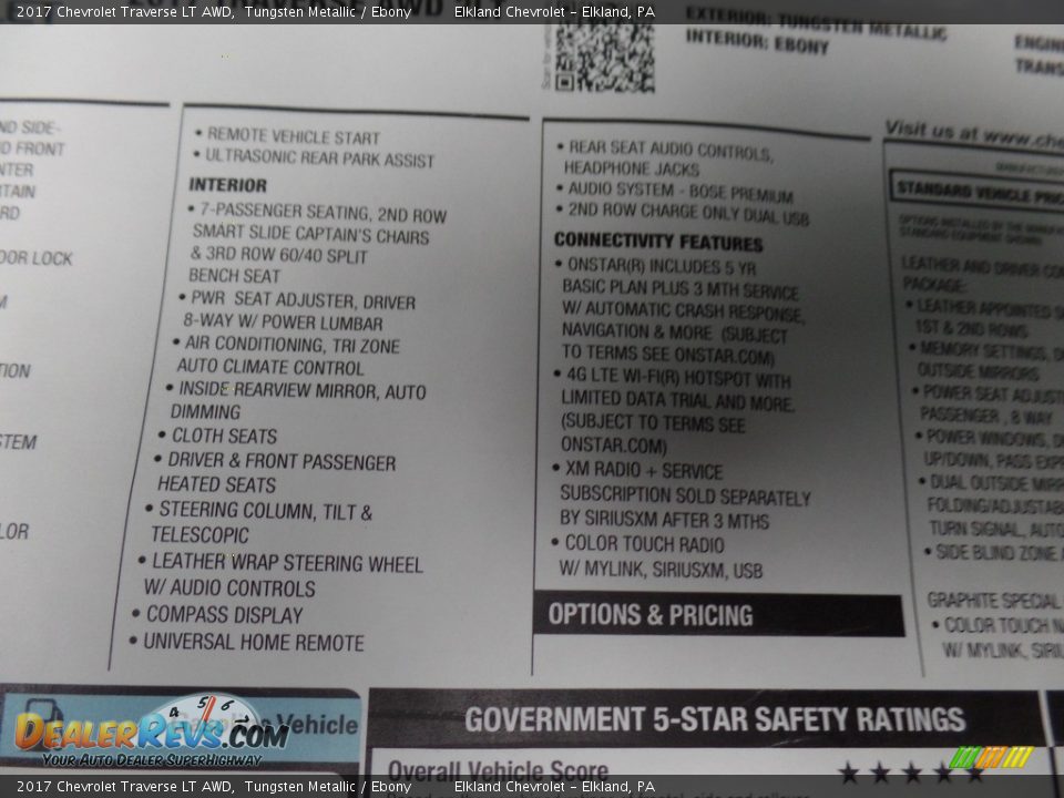2017 Chevrolet Traverse LT AWD Tungsten Metallic / Ebony Photo #16