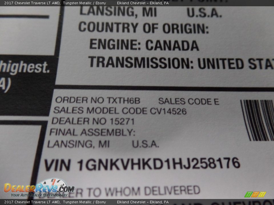 2017 Chevrolet Traverse LT AWD Tungsten Metallic / Ebony Photo #18