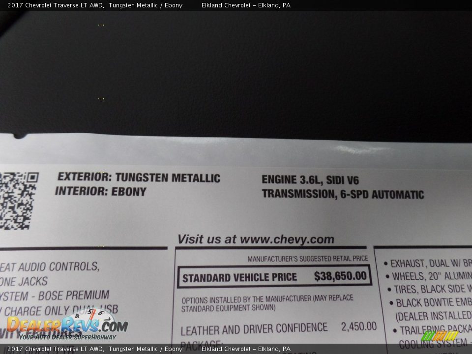2017 Chevrolet Traverse LT AWD Tungsten Metallic / Ebony Photo #19