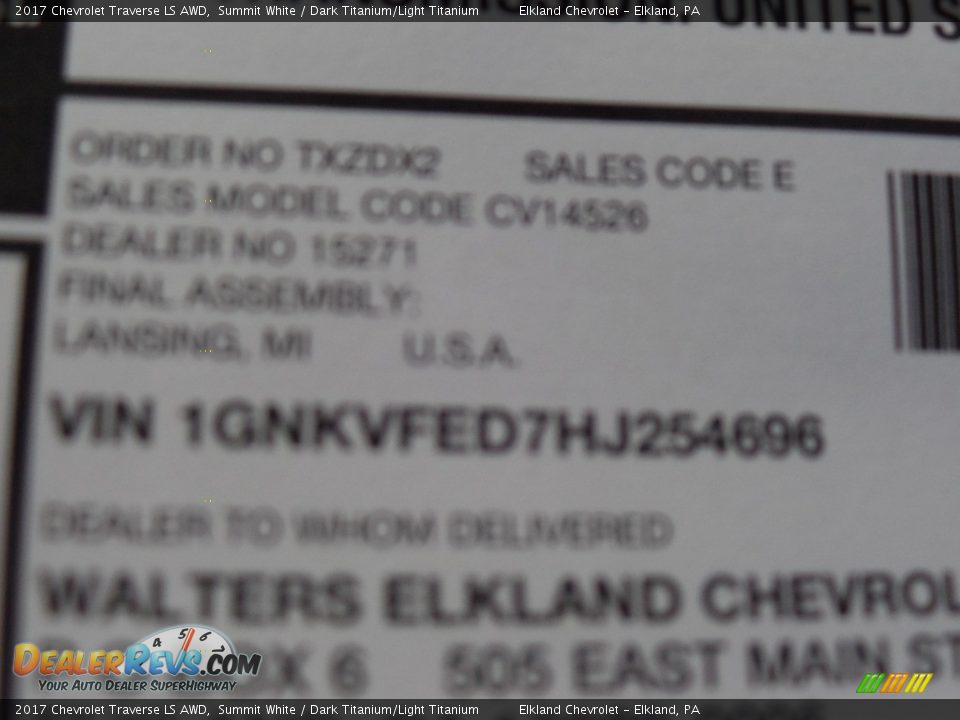 2017 Chevrolet Traverse LS AWD Summit White / Dark Titanium/Light Titanium Photo #21