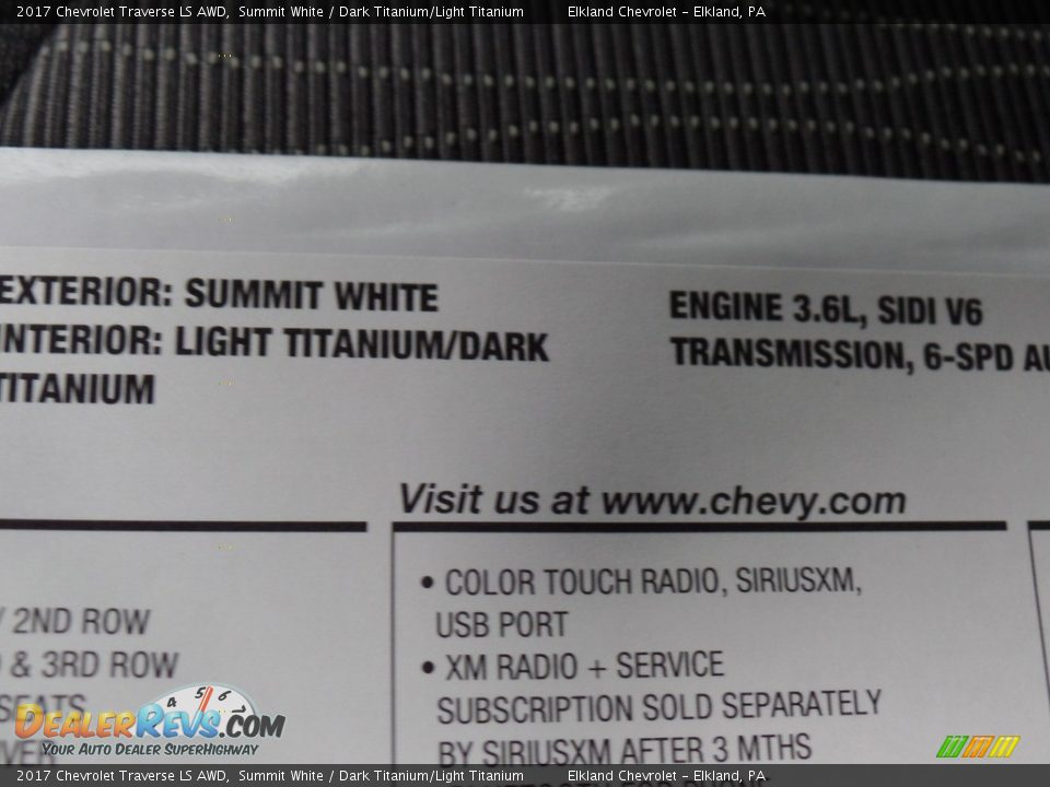 2017 Chevrolet Traverse LS AWD Summit White / Dark Titanium/Light Titanium Photo #22