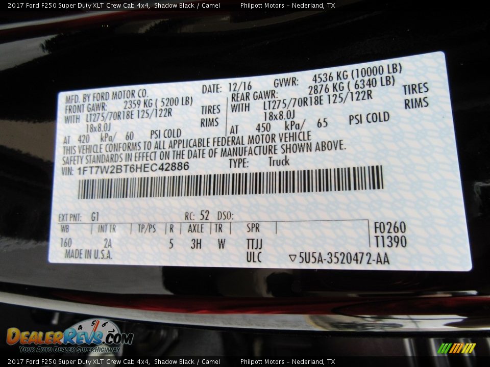 2017 Ford F250 Super Duty XLT Crew Cab 4x4 Shadow Black / Camel Photo #35