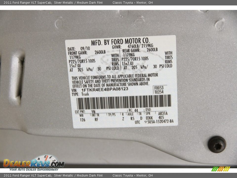 2011 Ford Ranger XLT SuperCab Silver Metallic / Medium Dark Flint Photo #14