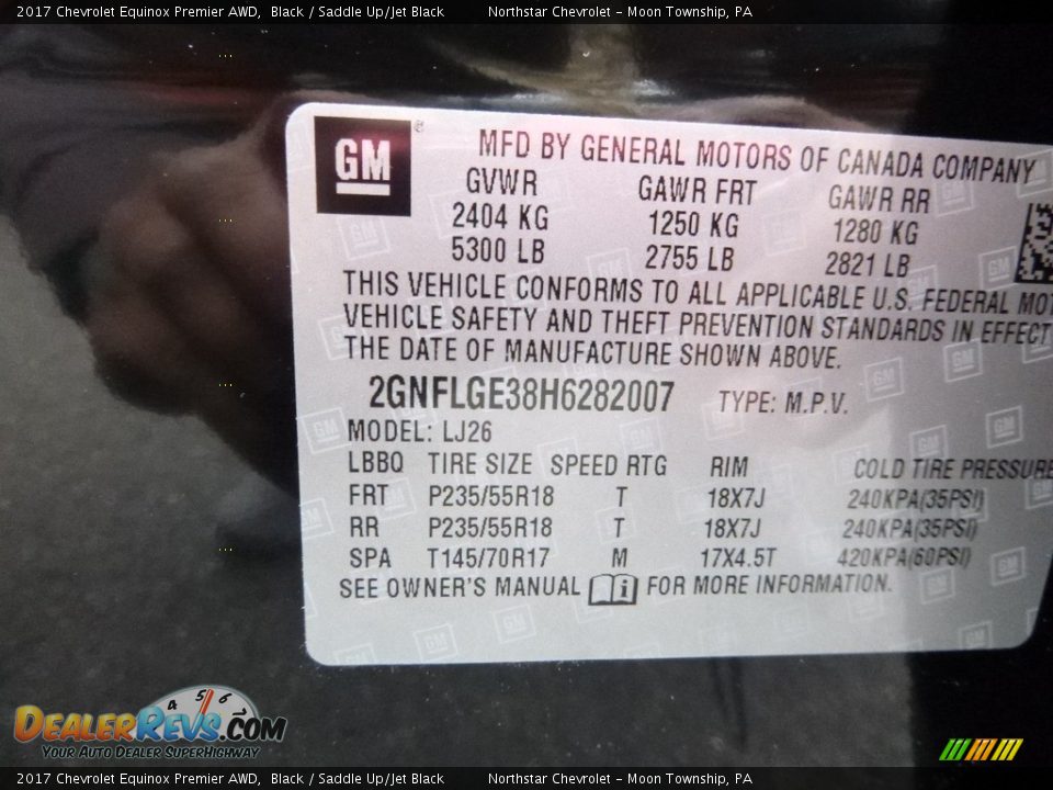 2017 Chevrolet Equinox Premier AWD Black / Saddle Up/Jet Black Photo #14
