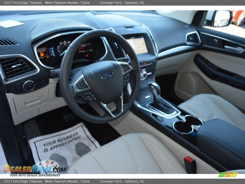 2017 Ford Edge Titanium White Platinum Metallic / Dune Photo #7