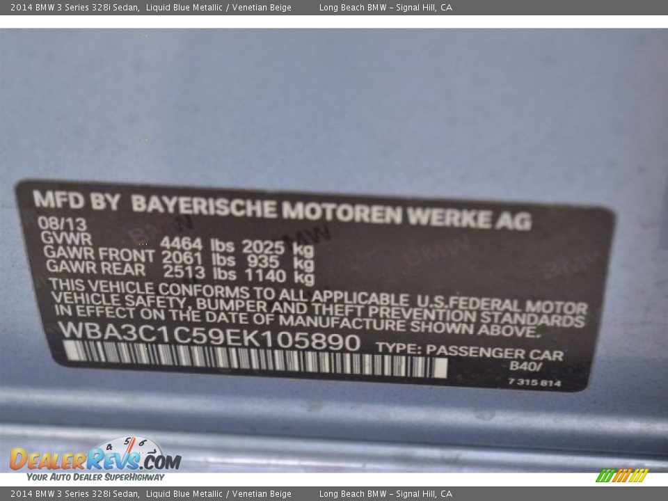 2014 BMW 3 Series 328i Sedan Liquid Blue Metallic / Venetian Beige Photo #30