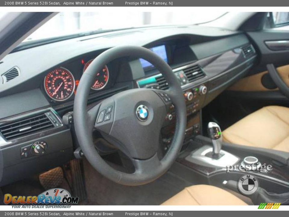 2008 BMW 5 Series 528i Sedan Alpine White / Natural Brown Photo #13