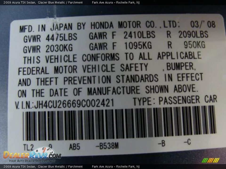 2009 Acura TSX Sedan Glacier Blue Metallic / Parchment Photo #24
