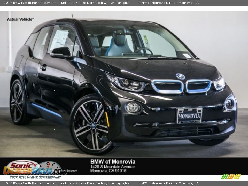 2017 BMW i3 with Range Extender Fluid Black / Deka Dark Cloth w/Blue Highlights Photo #1