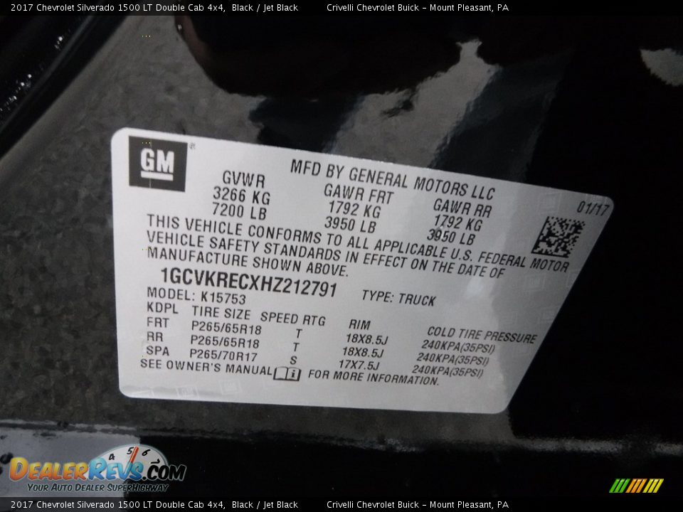2017 Chevrolet Silverado 1500 LT Double Cab 4x4 Black / Jet Black Photo #23