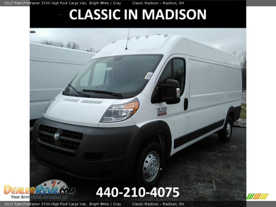2017 Ram ProMaster 3500 High Roof Cargo Van Bright White / Gray Photo #1
