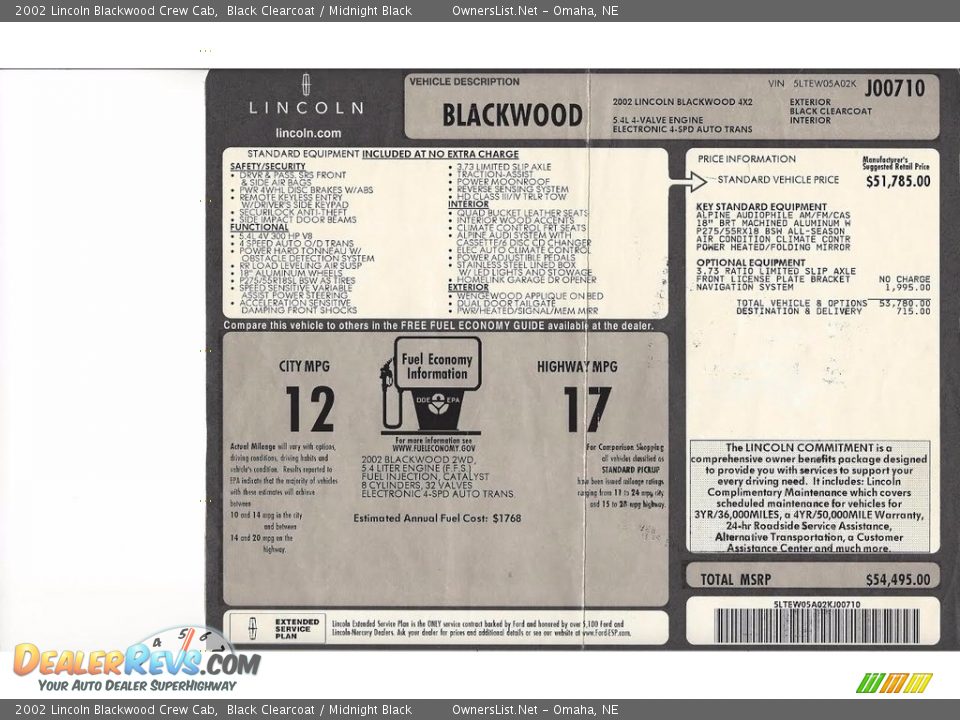 2002 Lincoln Blackwood Crew Cab Black Clearcoat / Midnight Black Photo #9