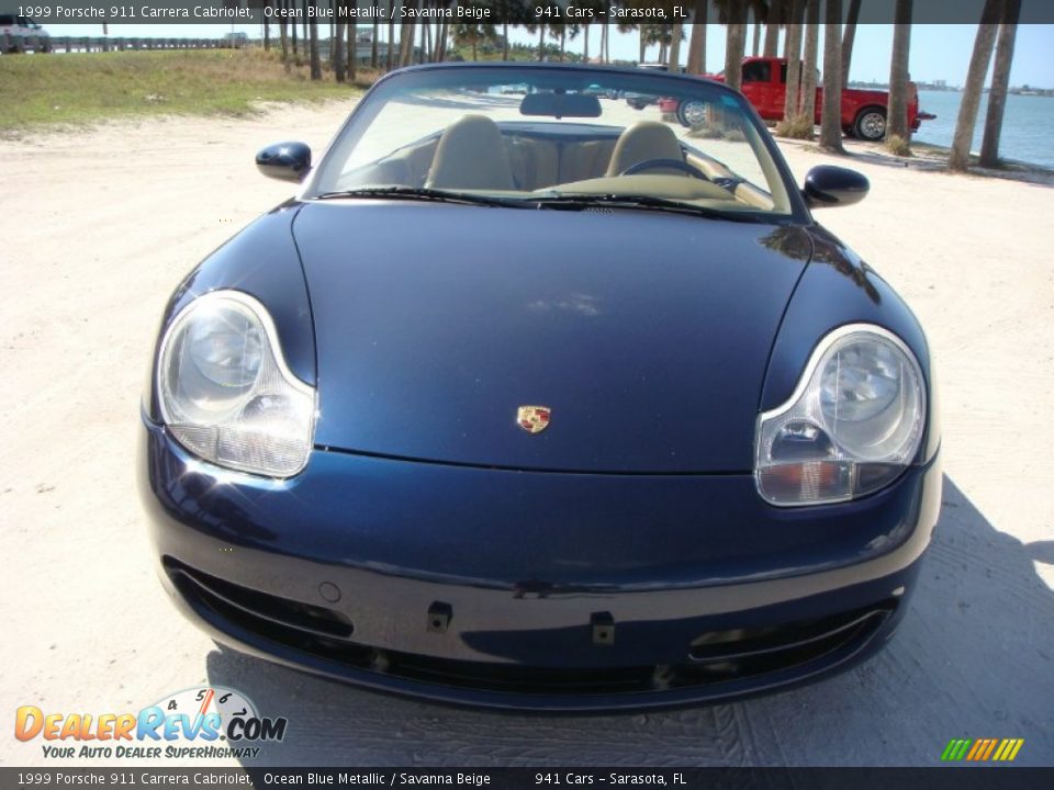1999 Porsche 911 Carrera Cabriolet Ocean Blue Metallic / Savanna Beige Photo #2