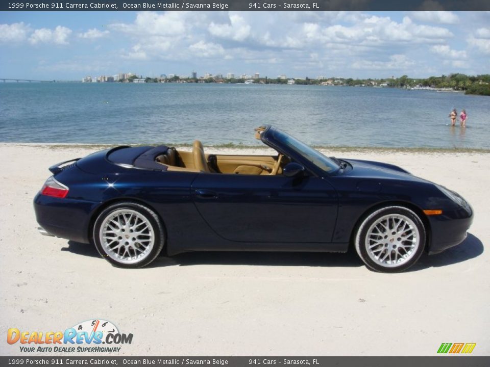 1999 Porsche 911 Carrera Cabriolet Ocean Blue Metallic / Savanna Beige Photo #8