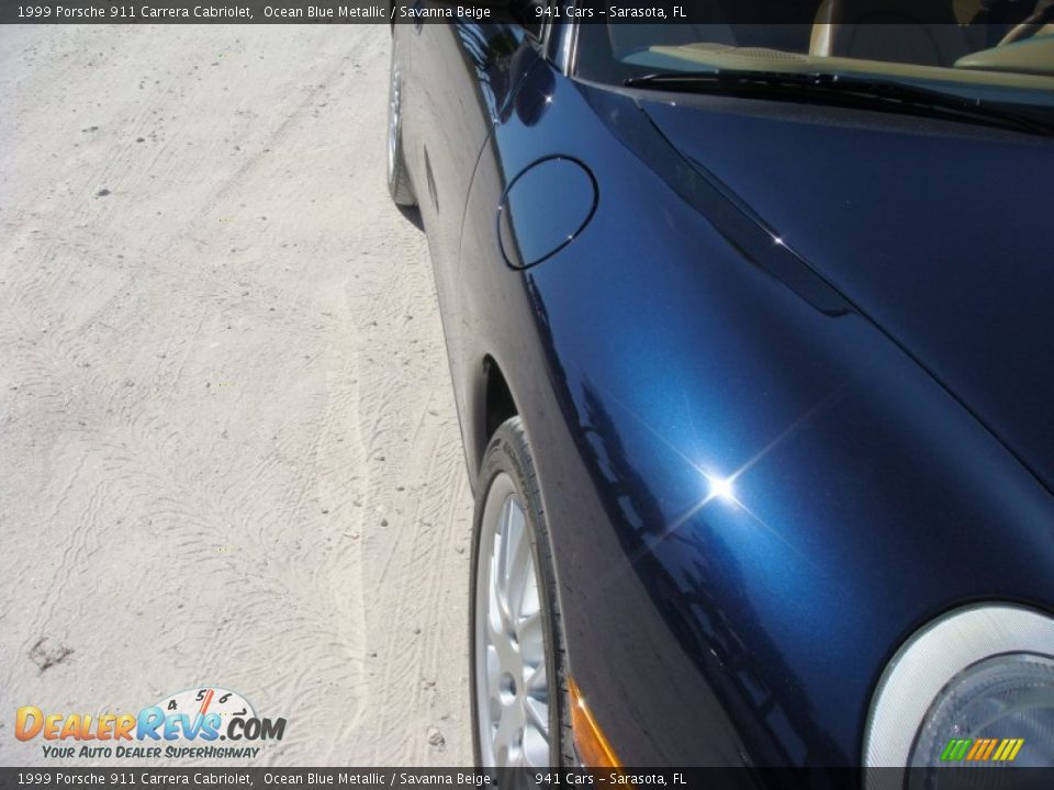 1999 Porsche 911 Carrera Cabriolet Ocean Blue Metallic / Savanna Beige Photo #9