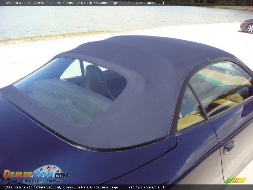 1999 Porsche 911 Carrera Cabriolet Ocean Blue Metallic / Savanna Beige Photo #29