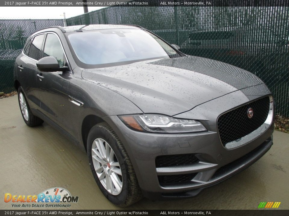 2017 Jaguar F-PACE 35t AWD Prestige Ammonite Grey / Light Oyster w/Pistachio Photo #6