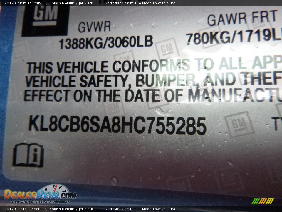 2017 Chevrolet Spark LS Splash Metallic / Jet Black Photo #16