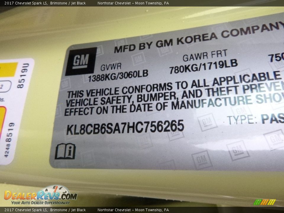 2017 Chevrolet Spark LS Brimstone / Jet Black Photo #16