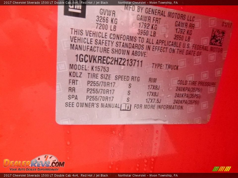 2017 Chevrolet Silverado 1500 LT Double Cab 4x4 Red Hot / Jet Black Photo #16