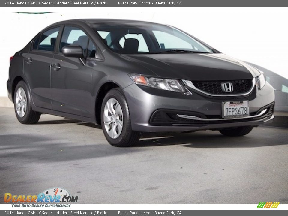 2014 Honda Civic LX Sedan Modern Steel Metallic / Black Photo #1