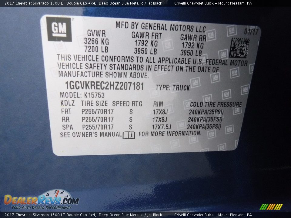 2017 Chevrolet Silverado 1500 LT Double Cab 4x4 Deep Ocean Blue Metallic / Jet Black Photo #20