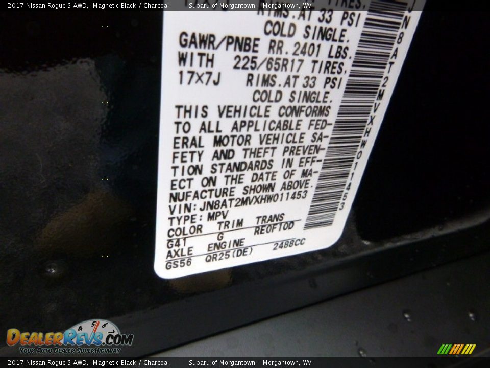 2017 Nissan Rogue S AWD Magnetic Black / Charcoal Photo #14