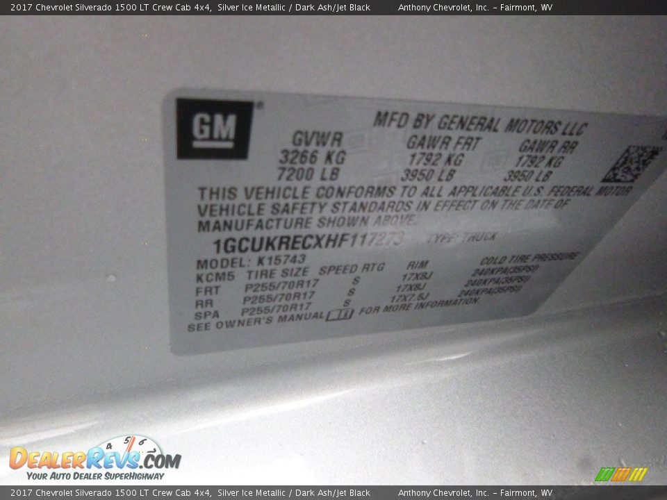 2017 Chevrolet Silverado 1500 LT Crew Cab 4x4 Silver Ice Metallic / Dark Ash/Jet Black Photo #17