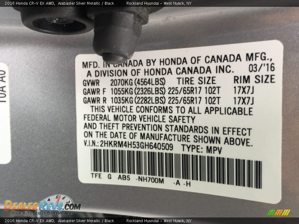 2016 Honda CR-V EX AWD Alabaster Silver Metallic / Black Photo #30