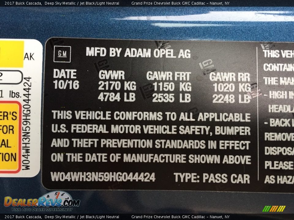 2017 Buick Cascada Deep Sky Metallic / Jet Black/Light Neutral Photo #11