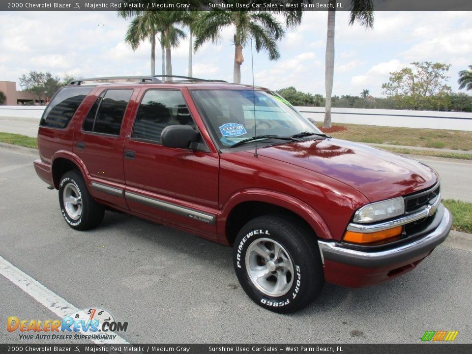 2000 Chevrolet Blazer LS Majestic Red Metallic / Medium Gray Photo #7