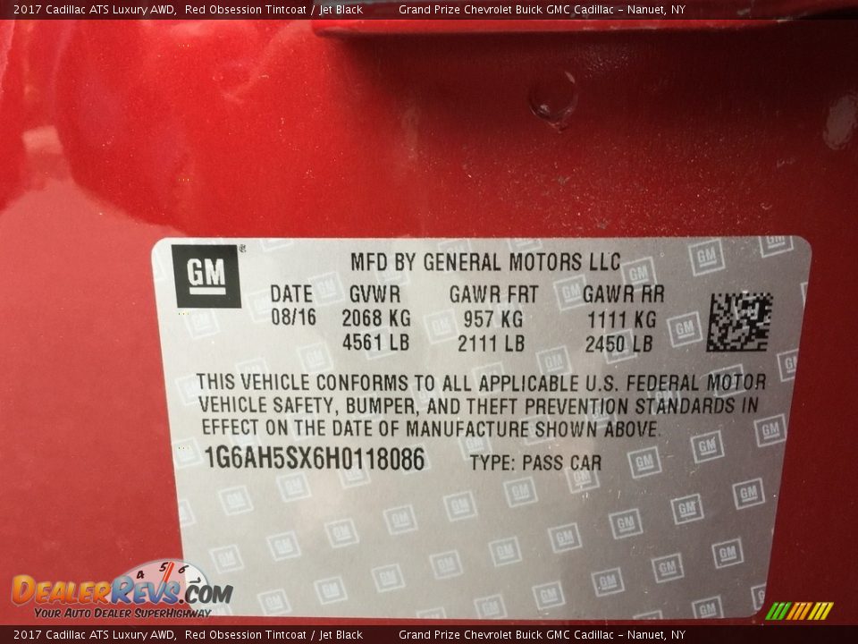2017 Cadillac ATS Luxury AWD Red Obsession Tintcoat / Jet Black Photo #17