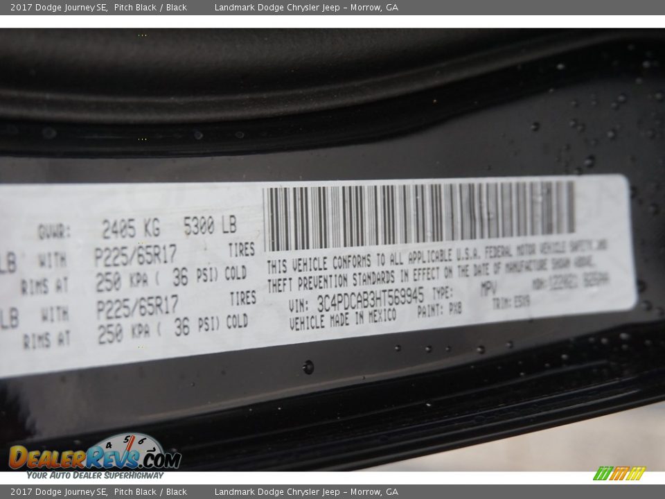 2017 Dodge Journey SE Pitch Black / Black Photo #9