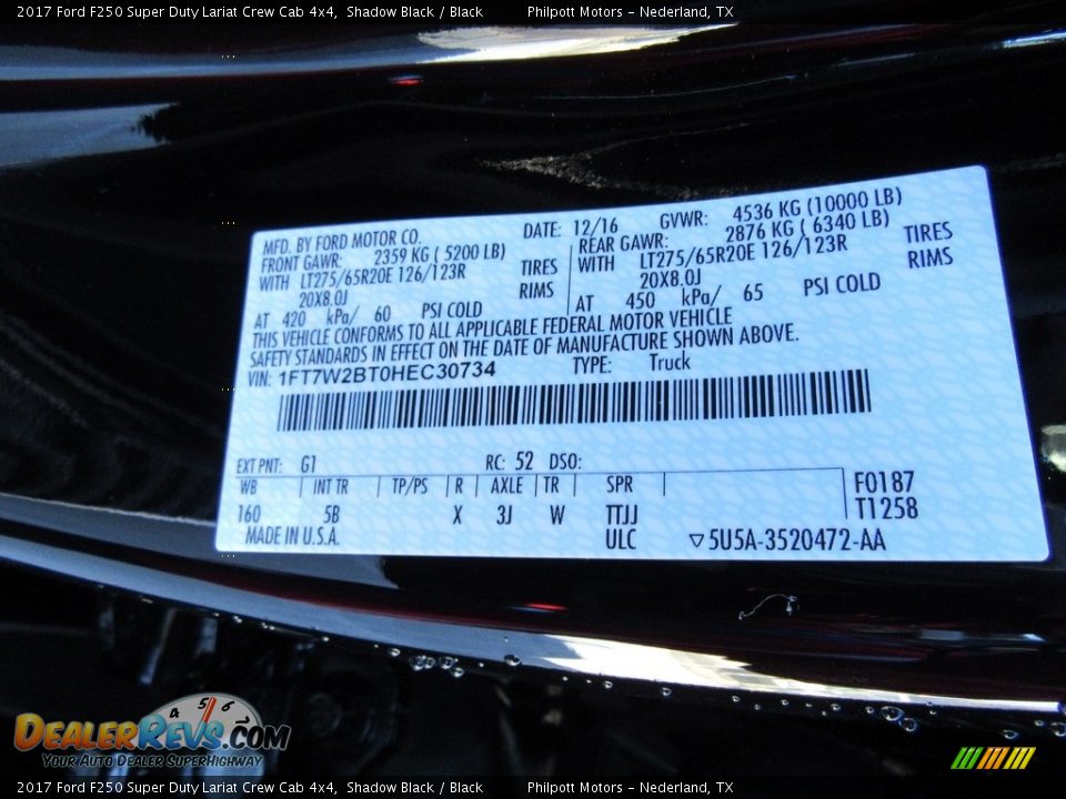 2017 Ford F250 Super Duty Lariat Crew Cab 4x4 Shadow Black / Black Photo #36