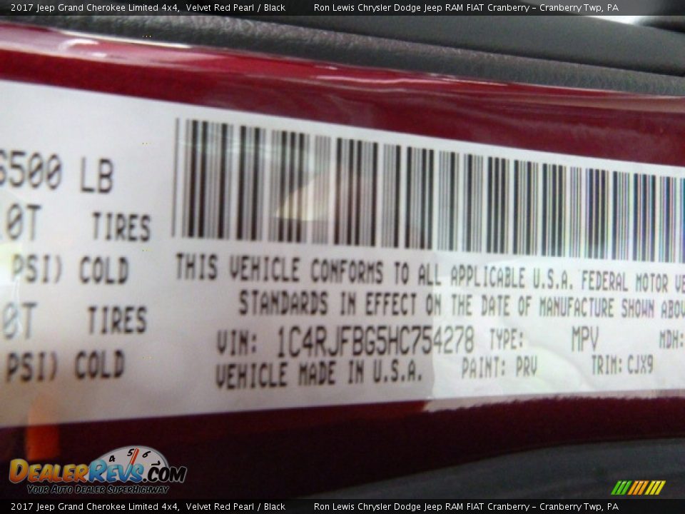 2017 Jeep Grand Cherokee Limited 4x4 Velvet Red Pearl / Black Photo #15