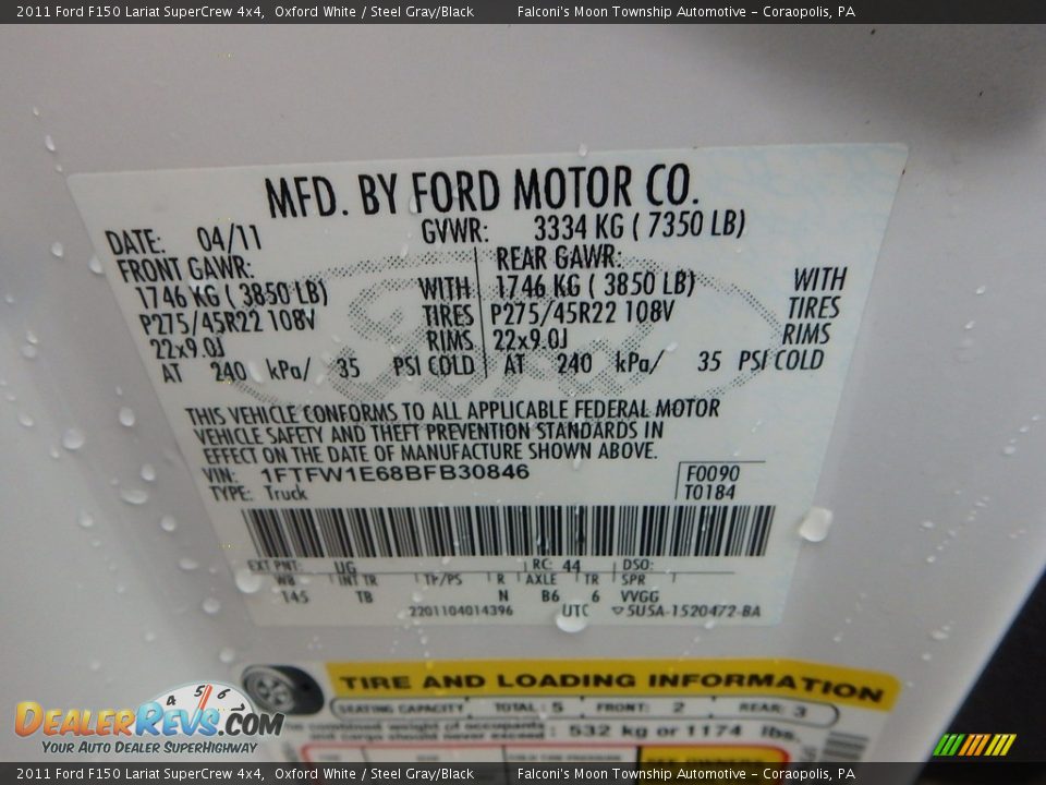 2011 Ford F150 Lariat SuperCrew 4x4 Oxford White / Steel Gray/Black Photo #23