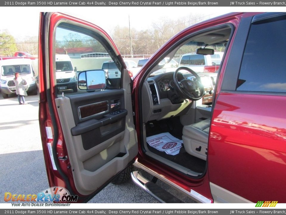 2011 Dodge Ram 3500 HD Laramie Crew Cab 4x4 Dually Deep Cherry Red Crystal Pearl / Light Pebble Beige/Bark Brown Photo #17