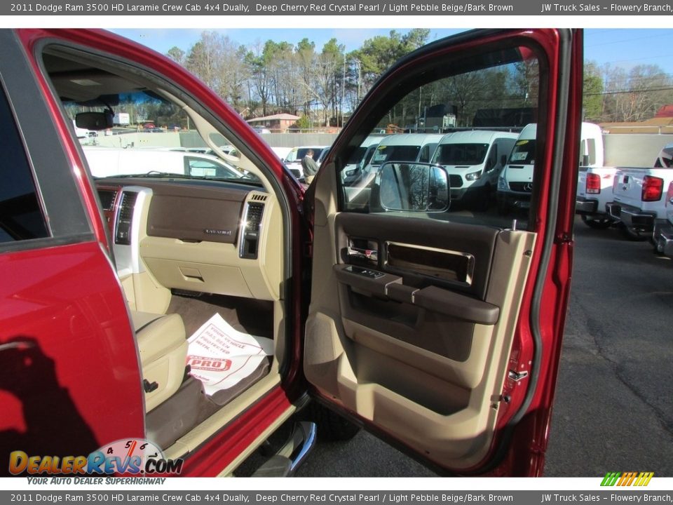 2011 Dodge Ram 3500 HD Laramie Crew Cab 4x4 Dually Deep Cherry Red Crystal Pearl / Light Pebble Beige/Bark Brown Photo #34