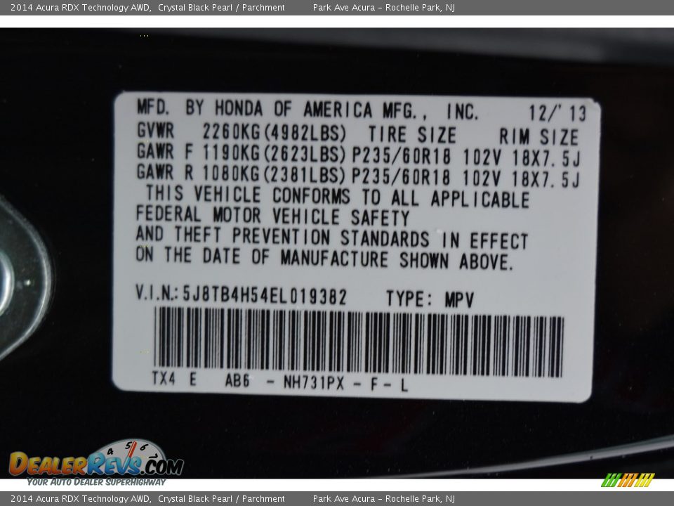 2014 Acura RDX Technology AWD Crystal Black Pearl / Parchment Photo #33