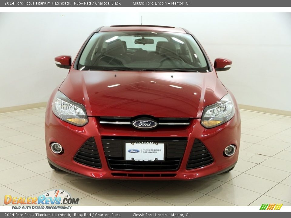 2014 Ford Focus Titanium Hatchback Ruby Red / Charcoal Black Photo #2