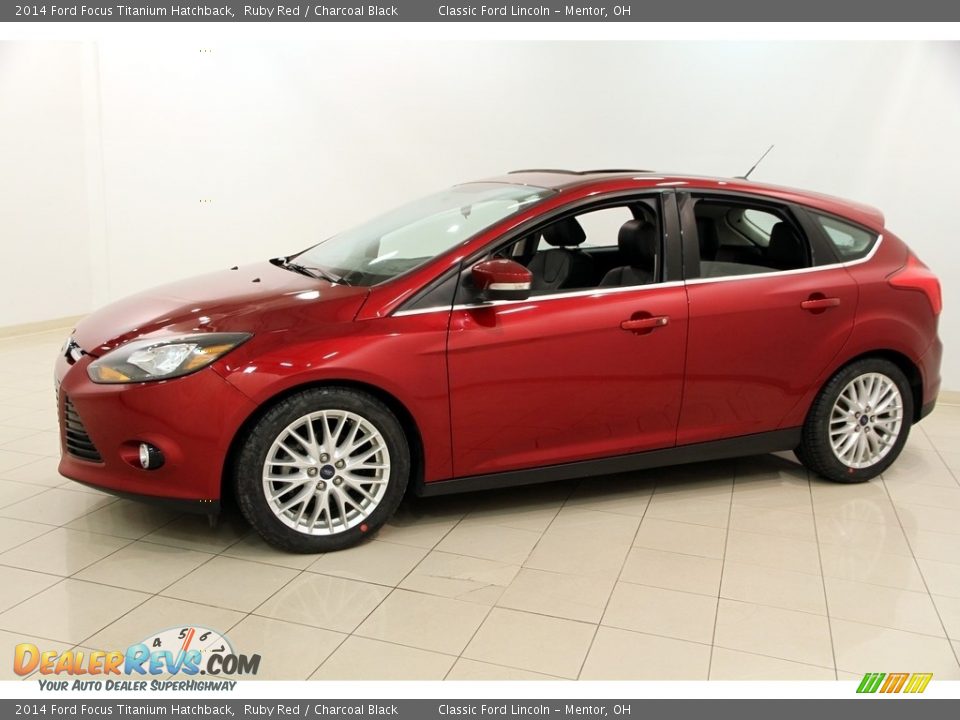 2014 Ford Focus Titanium Hatchback Ruby Red / Charcoal Black Photo #3