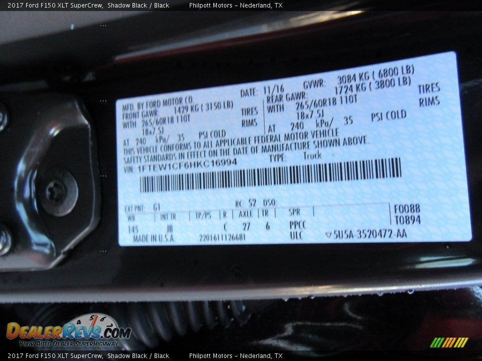 2017 Ford F150 XLT SuperCrew Shadow Black / Black Photo #33