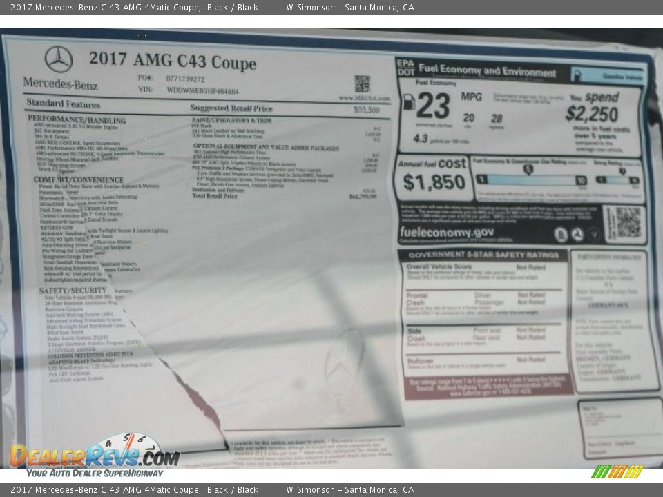 2017 Mercedes-Benz C 43 AMG 4Matic Coupe Window Sticker Photo #11