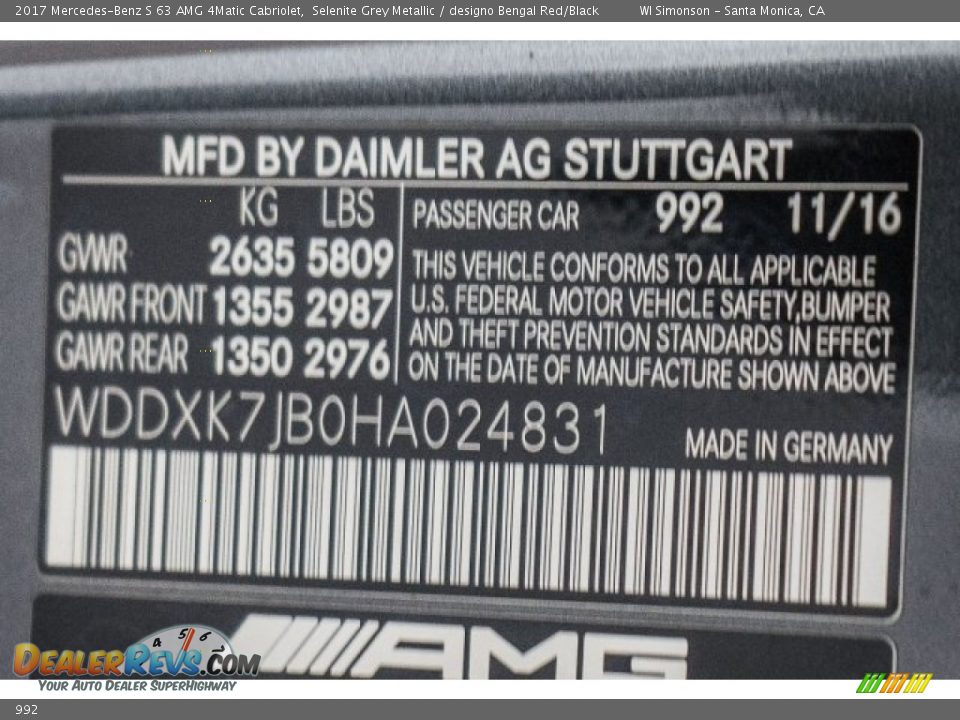 Mercedes-Benz Color Code 992 Selenite Grey Metallic