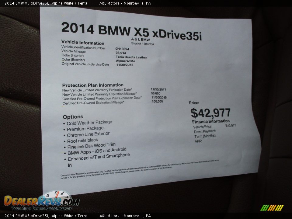 2014 BMW X5 xDrive35i Alpine White / Terra Photo #12