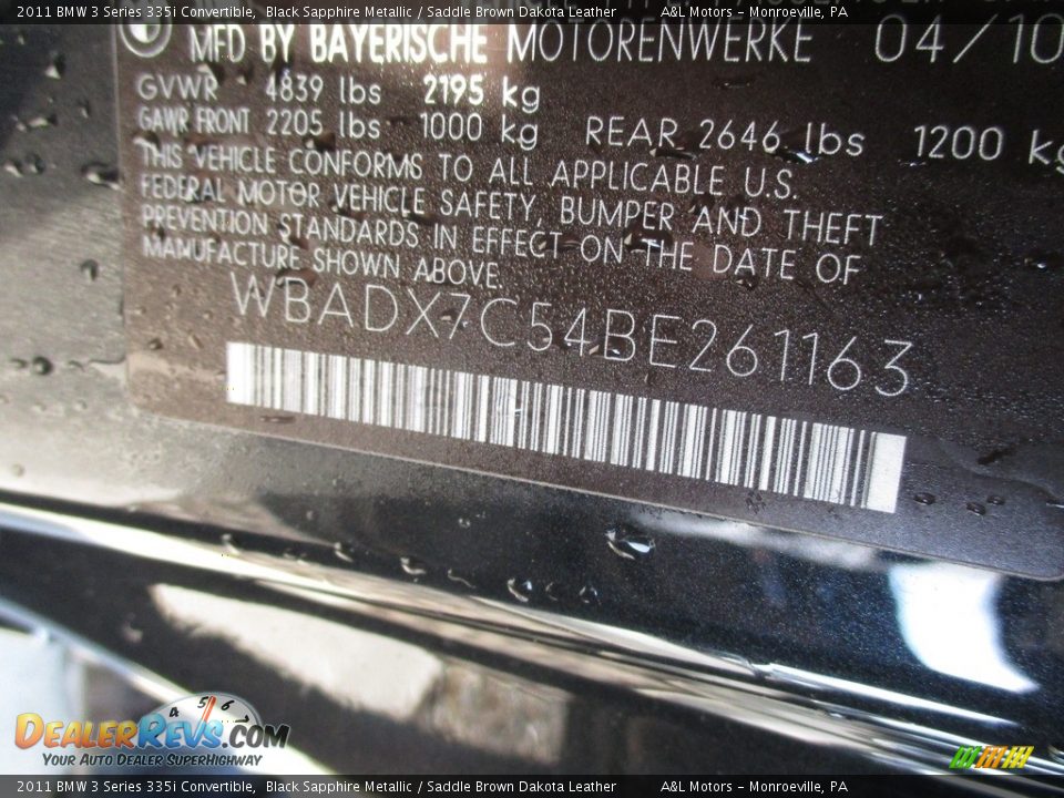 2011 BMW 3 Series 335i Convertible Black Sapphire Metallic / Saddle Brown Dakota Leather Photo #19