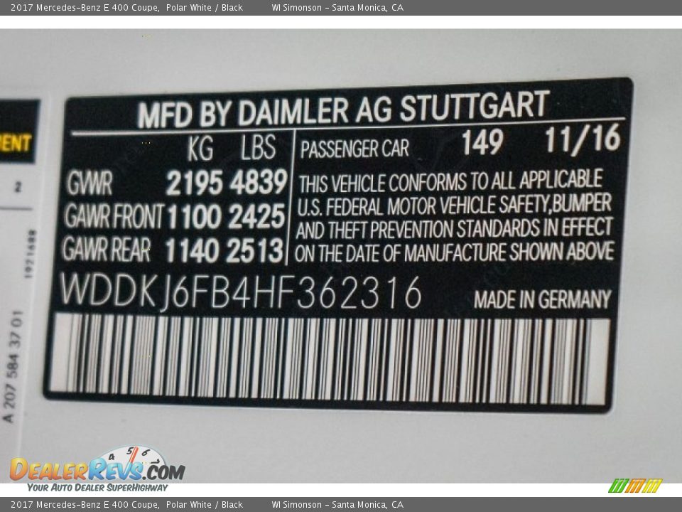2017 Mercedes-Benz E 400 Coupe Polar White / Black Photo #6