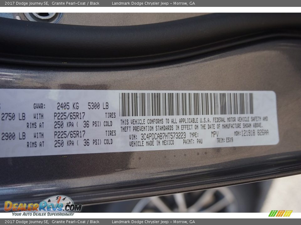 2017 Dodge Journey SE Granite Pearl-Coat / Black Photo #9